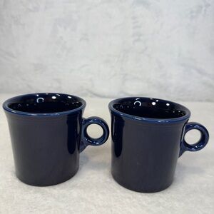 Set of 2 Fiesta Ware Cobalt Blue Coffee Mugs Ring Handle Homer Laughlin HLC USA